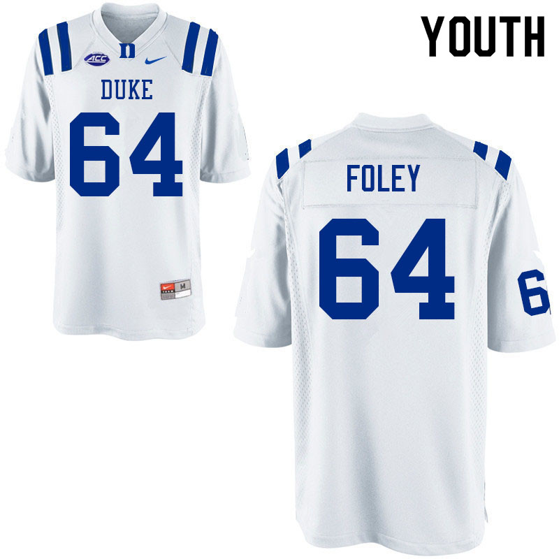 Youth #64 Brian Foley Duke Blue Devils College Football Jerseys Sale-White - Click Image to Close